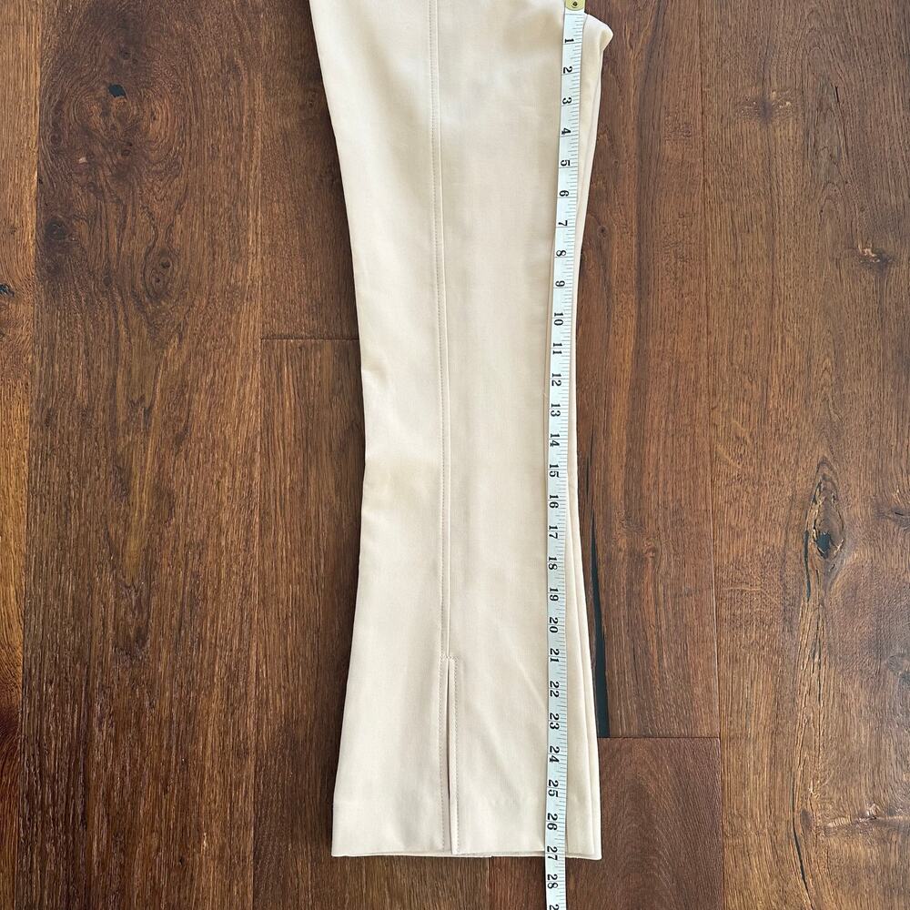 Cinq a Sept Cream Ivory High Waisted Flare Pull On Trousers Ankle Slit Size 0 - Picture 12 of 12